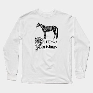 Merry Christmas with Horse Vintage Illustration Long Sleeve T-Shirt